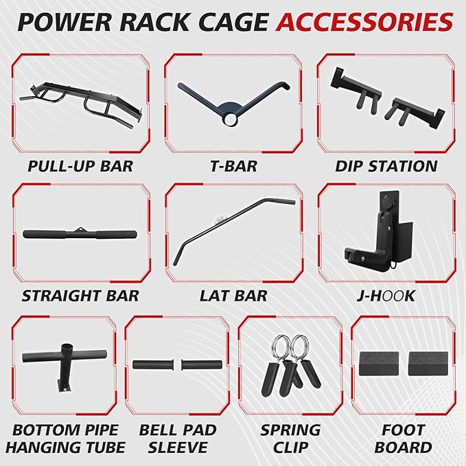 Power Cage Multi-Function Power Rack with Adjustable Cable Crossover System and More Training Attachment Weight Cage for Home Gym