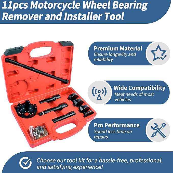 Motorcycle Wheel Bearing Puller Tool Wheel Bearing Removal & Installation Tool Motorcycle Wheel Bearing Tool for 3/4" 1" 25mm Bearings
