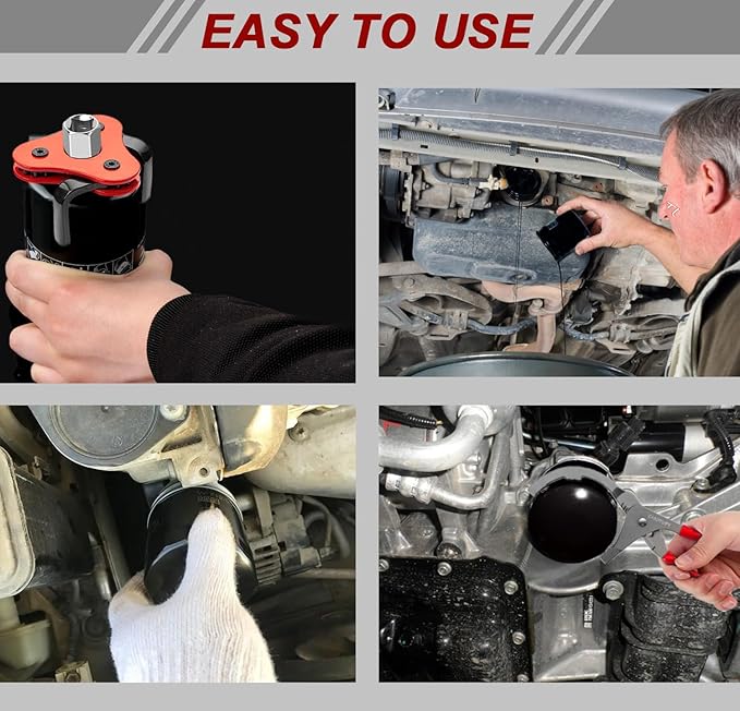 4Pcs Oil Filter Pliers Set, 3 Jaw Oil Filter Wrench With Oil Snap Funnel, 9" and 12" Oil Filter Pliers Adjustable From 1-3/4"-6"