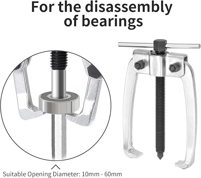 2 Jaw Puller 2.25in/60mm Universal Bearing Gear Pullers Heavy Duty Extractor Tool,High Carbon Steel Puller,Adjuestable Pulley Removal Tool for Bearings/Flywheels/Pulleys Remove