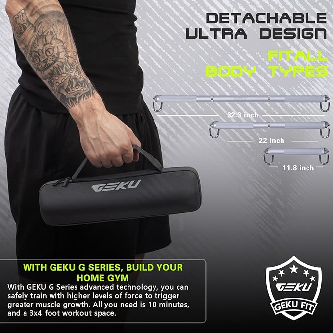 Aluminum Resistance Band Bar, 3-Section Detachable Heavy Duty Workout Bar for Resistance Band Exercises, Strength Training, and Home Gym (Metal Bar-Enlarged Hooks)
