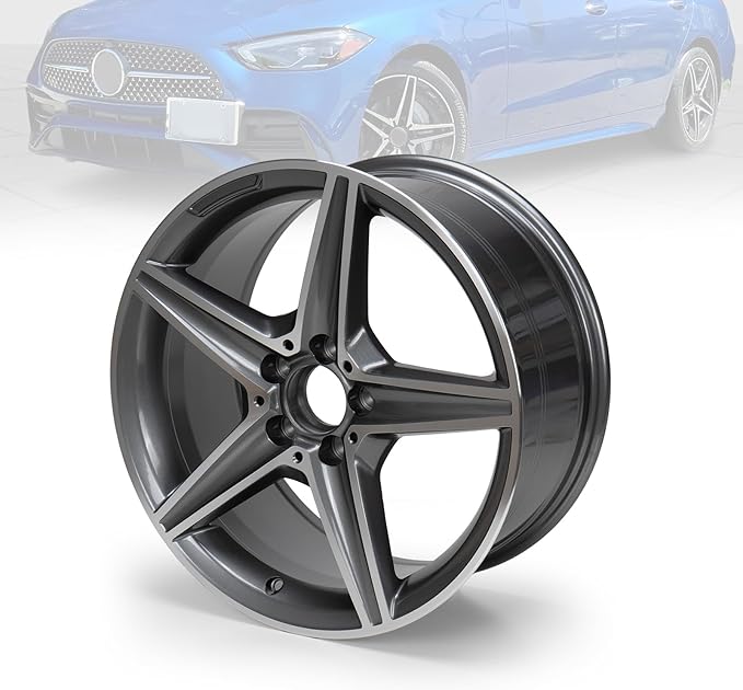 New 18" x 8.5" Aluminum Alloy Replacement for OE Wheel Rim Compatible with E-Class 2014–2017 E250 / E300 / E350 –Fits for Front and Rear Wheel, Machined Gray, 2 Sets