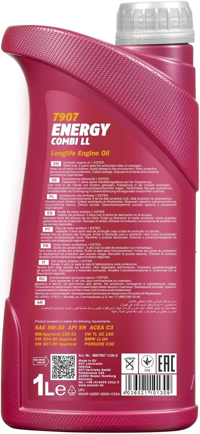 5W-30 energy combi premium motor oil for modern gasoline and diesel engines - MN7907 (1L)