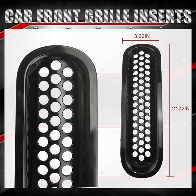 Front Grill Mesh Insert Grille Guard Gloss Black Fits for Jeep Wrangler JK JKU Sport Freedom Unlimited Sahara Rubicon 2007-2017 Front Insert Grille Clip-In