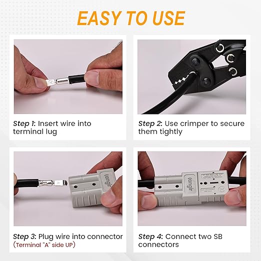 4 Pack 120AMP Battery Quick Connect Disconnect Kit - 4 Gauge Wire Harness Plug Set for Winch, RV, Truck, Car, ATV, Motor - Heavy Duty Power Connector with Cables (Red)