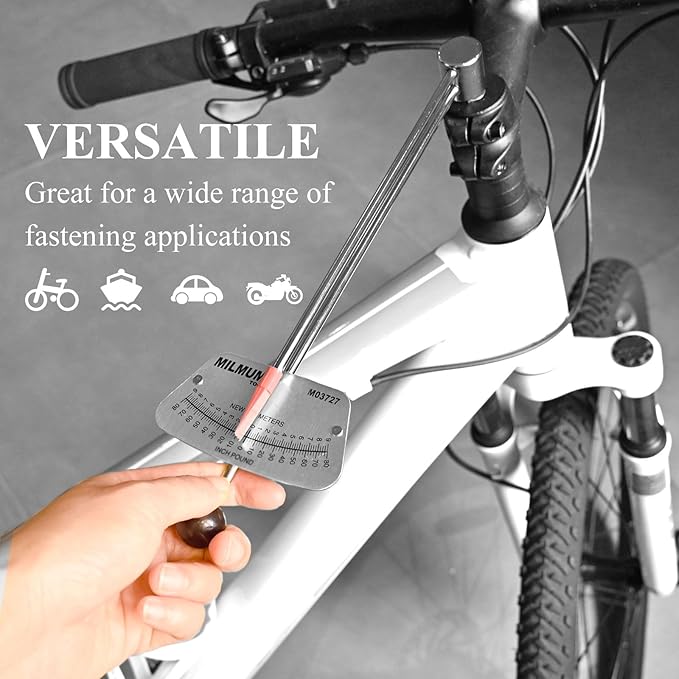 1/4" Drive Beam Torque Wrench Precision Instrument-Compatible with SAE and MM Bicycle and Automotive Wrench -0-80 Inch-Pounds, 0-9 Newton Meters