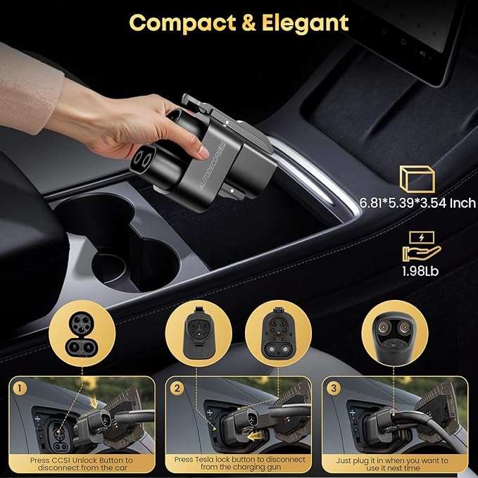 NACS to CCS Adapter, 500A/1000V fit for V3/V4 Tesla Supercharger, Nacs DC Adapter Compatible with Ford, Rivian, GM, Volvo, Polestar, Nissan, Mercedes-Benz, Hyundai, Lucid, Kia, Genesis