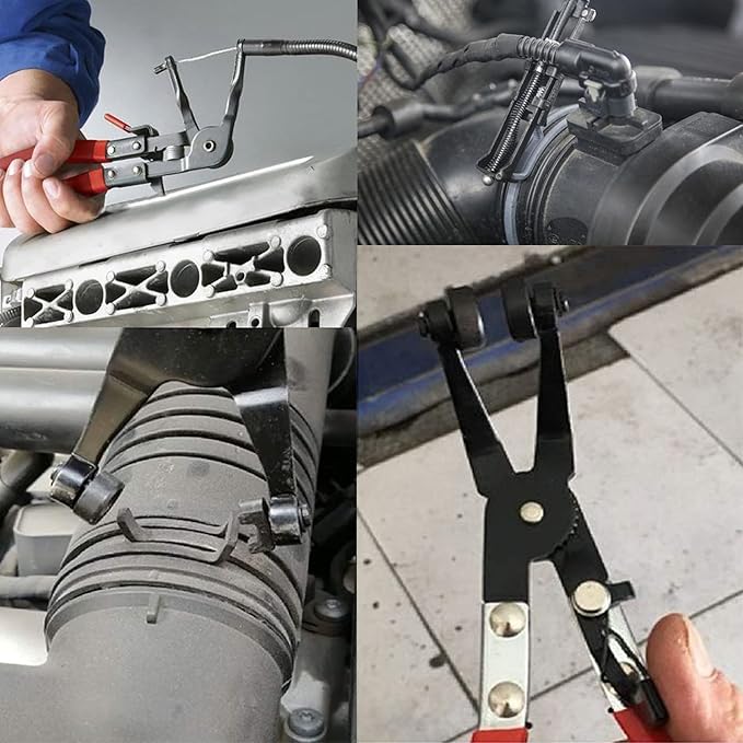 3Pcs Hose Clamp Pliers Kit, Long Reach Wire Spring Clamp Remover for Automotive Coolant Radiator Heater and Water Hose with Band Flat or Large Clamps