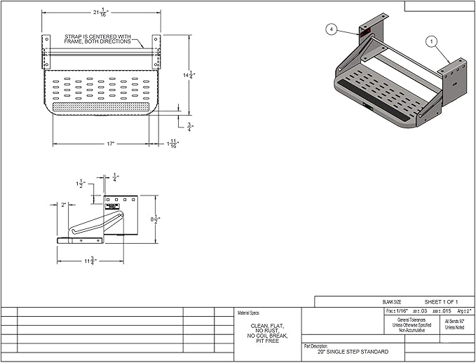 RV Steps 20" Step in Black | RV Stairs | RV Exterior Steps | Camper Steps (Single)