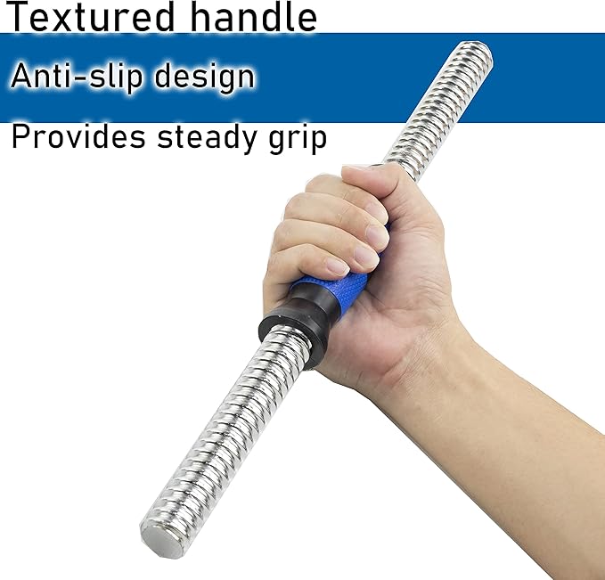 Threaded Dumbbell Blue Durable Rubber Handles/Adjustable Dumbbell Bar Handles 32/35/40cm(12.6/14.2/15.7Inch) - Fit 1 inch Standard Weight Plate Weightlifting Accessories - Sold in Pair