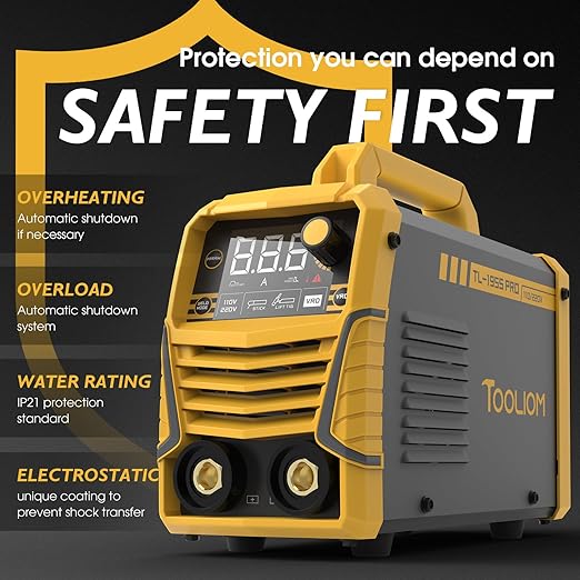 TOOLIOM 195A Stick Welder 110/220V Dual Voltage Lift TIG Welder LCD Display IGBT Inverter with Hot Start Arc Force VRD Welding Machine fits 5/32in. (4mm) Welding Rods