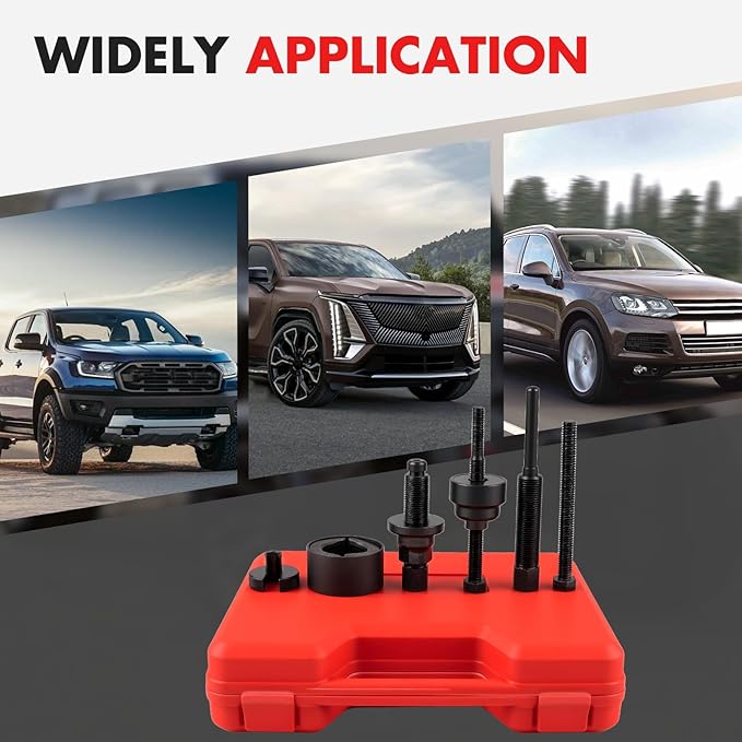 Pulley Puller Installer Kit, Power Steering Pump Pulley Removal Tool for Multi-Vehicle, Fits F/or/d, G/M, V/W and Ch/RYS/ler, Works with Steering Wheel Puller Kit for Power Steering Tasks