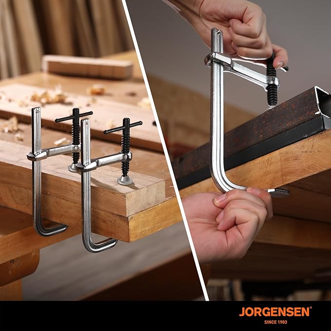Jorgensen Bar Clamps, 6-Inch Heavy-duty Drop Forged Steel Bar Clamps for Woodworking and Welding, 2 Pack