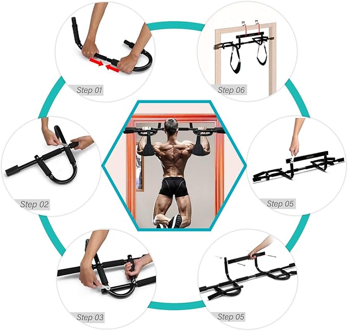 Yes4All Heavy Duty Doorway Pull-Up Bar - Multi-Grip, Solid Bar Construction