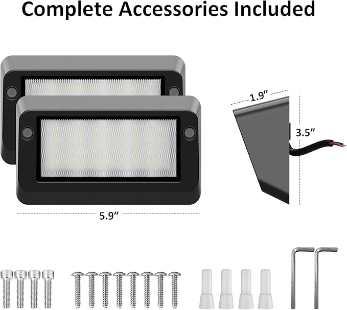 Aluminum Dual-Color RV LED Porch Light - 1400lm High Brightness, 12V-30V, IP67 Waterproof, Ideal for Campers & Travel Trailers, Motorhome Outdoor Use- Black-2 Packs
