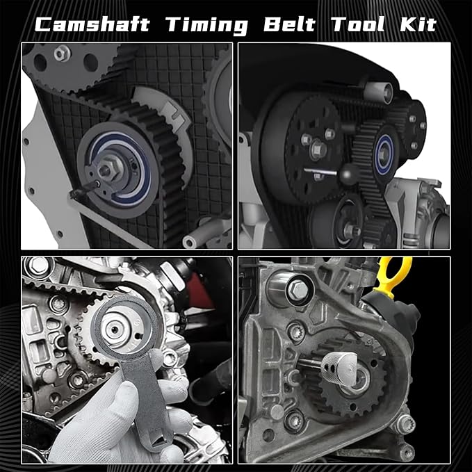 Camshaft Timing Belt Tool Kit, Compatible with VW Audi Tiguan SEAT Skoda Passat Golf 1.6 2.0 TDI Diesel Engine, Replace T10264 T10265 T10060A 3359 T10051 T10490, with Carrying Case & Gloves