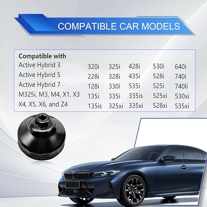 86mm 16 Flutes Oil Filter Wrench - Steel Socket Kit Compatible With BM and V0LV - Housing Caps Removal Tool