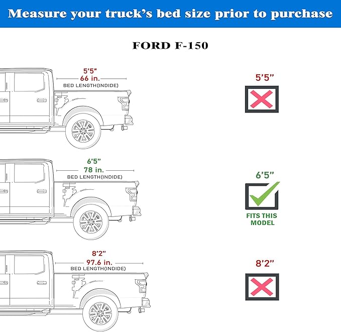 Low Profile Flip Up Truck Bed Tonneau Cover Fits 2015-2026 Ford F-150 6.5' Bed (78")