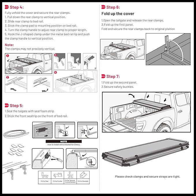 BDFHYK 5' FRP Hard Tri-Fold Truck Bed Tonneau Cover Compatible with Toyota Tacoma Double Cab 2016-2023 5.0 FT (60.3") Bed (Excl. Trail Edition) w/OE Track System, Waterproof, No-Drill, Anti-Theft