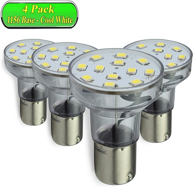 Leisure LED RV Trailer Motorhome LED Spot Light 1156 1139 1141 1383 LED Bulb 2 Watt 275 Lumen CW 10-30Volt 12Volt Long Neck (Cool White 6500K, 4-Pack Long Neck)
