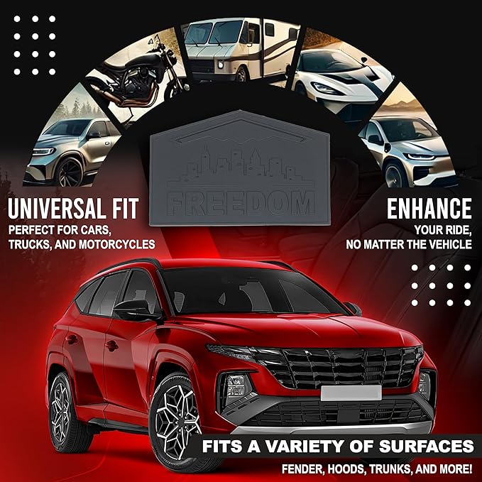 Freedom Emblem, Custom Metal Alloy B-2 Stealth Badge, Exterior Automotive Accessories, Universal Fit for Car, Truck, SUV (Matte Black)