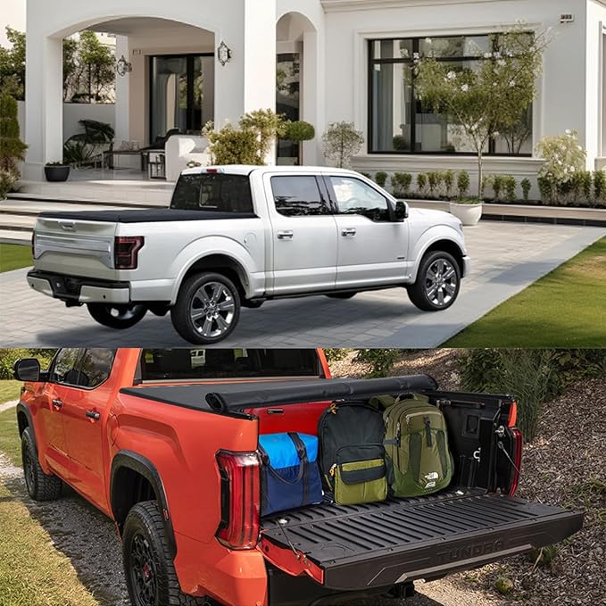 Soft Roll Up Truck Bed Tonneau Cover Compatible with 2020-2025 Jeep Gladiator Styleside for 5FT