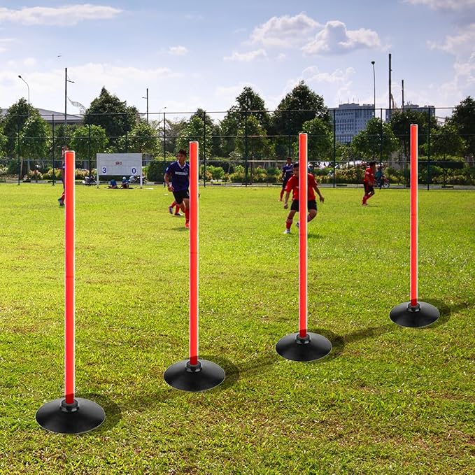 Orange Soccer Agility Poles Set Detachable Sports Trainning Speed Pole Slalom Poles with Rubber Base Sport Traning Equipment
