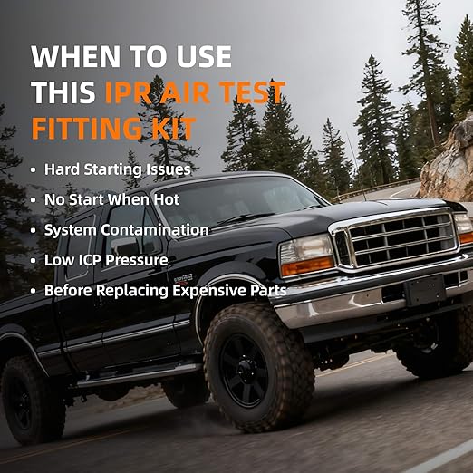 High Pressure Oil System IPR Air Test Tool Kit Compatible with Ford Powerstroke 6.0L & 7.3L Diesel Engines with Valve Air Test Fitting & Gauge Air Meter