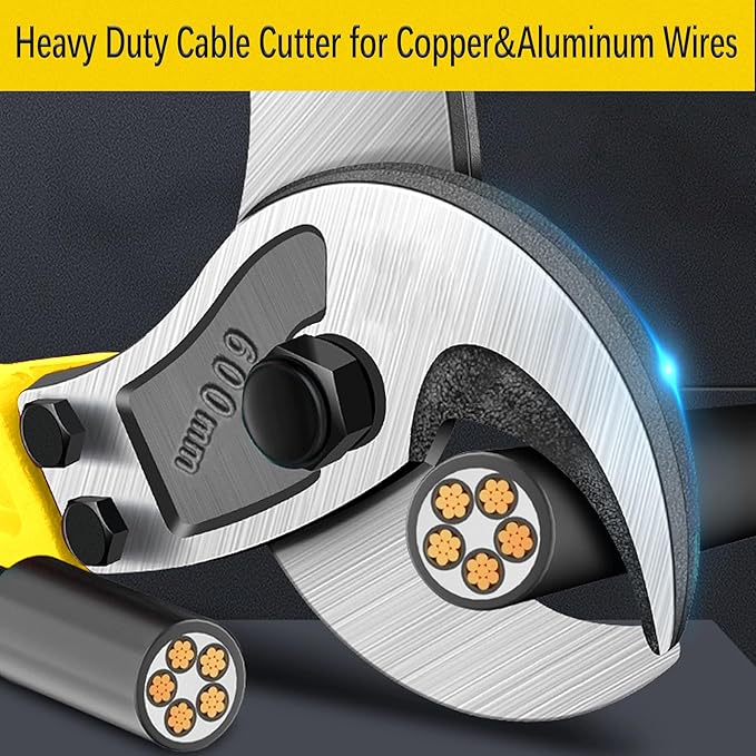 24 Inch Heavy Duty Cable Cutter, Carbon Steel Wire Rope Cutter for Aluminum and Copper Wire Rope, Multi-Functional Labor Saving Long Arm Wire Cutter Pliers with Ergonomic Design
