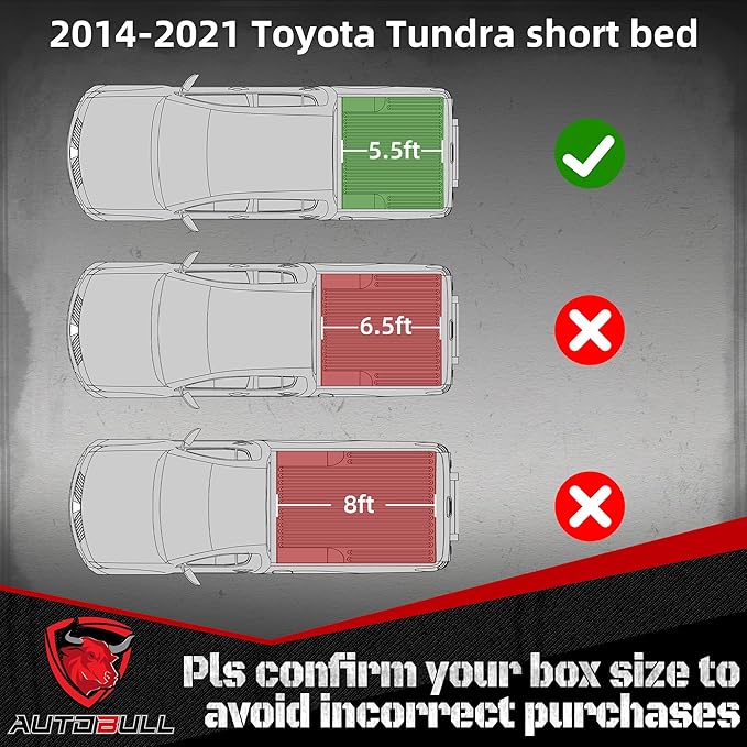 Soft Tri Fold Tonneau Cover Compatible with 2007-2021 Toyota Tundra(Excl. Trail Edition) 5.5ft Bed (66.7"), Vinly Top Alloy Steel Structure