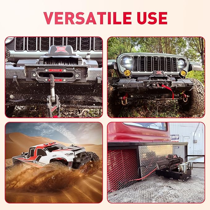 10" (254mm) Synthetic Rope Towing Winch Aluminum Cable Guide&Foldable Forged Trailer winches Hook kit, 3/8" x 90 Foot Synthetic Winch Cable Suitable for 8000-15000 LBs Electric Winch(Orange)