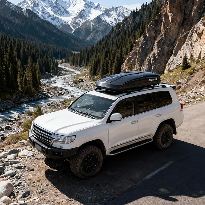 Roof Cargo Box, Dual-Side Opening Design, 15.5 Cubic Feet Capacity, Waterproof Hard-Shell Storage Box, Includes Straps and Spare Key,Ideal for Travel and Luggage Transport, (B58)