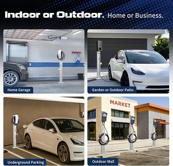 Tesla Charger Pedestal Outdoor, EV Charger Stand with Holder for for EV Charger, Tesla Pedesta for Telsa Gen 3, Tesla Mobile Connector & J1772 Wallbox Charger