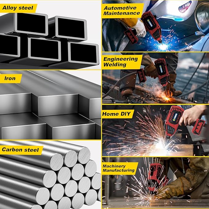 Handheld Welder 110V ARC Portable Stick Welding Machine IGBT Inverter 20-120Amps Stepless Current 1/16"-1/8" Electrodes Home Repair DIY Work for Beginner (Red)