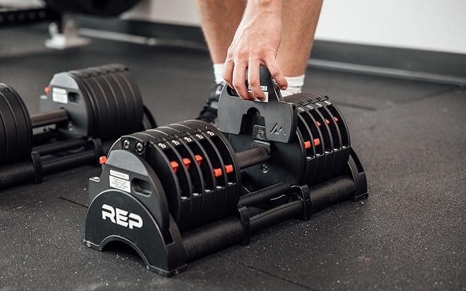 Rep Fitness Quickdraw Adjustable Dumbbells, Multiple weight ranges available including: 5-30, 5-40,5-50 and 5-60 lbs