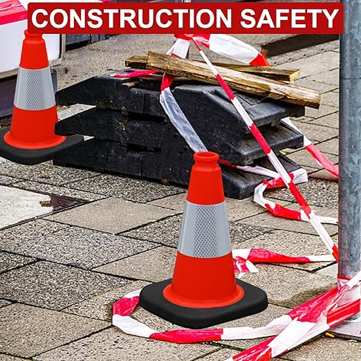 OrangeStar 8 Pack 12" Orange Traffic Safety Cones, PVC Parking Construction Cones w/Reflective Collar, Heavy Duty Base for Driving Practice, Parking Lots and Roadwork