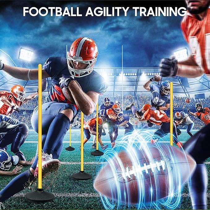 Oulores Soccer Agility Poles,Adjustable Height Hurdles,6PCS Soccer Training Poles with Rubber Base, Detachable Soccer Agility Training Equipment
