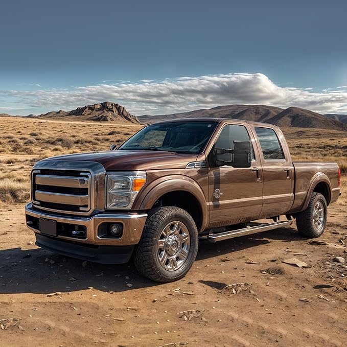 DWVO Tow Side Mirrors Compatible with 08-16 Ford F250 F350 F450 F550 Super Duty with Smoke Heated Power Manual Telescoping Folding Pair Turn Signal Light