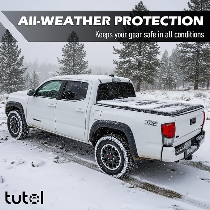 Tutel Low Profile Hard Shell Flip-Up Truck Bed Tonneau Cover|Fits 2016–2023 Toyota Tacoma 5'1" Bed (60.5") - TTLTMLPFU021