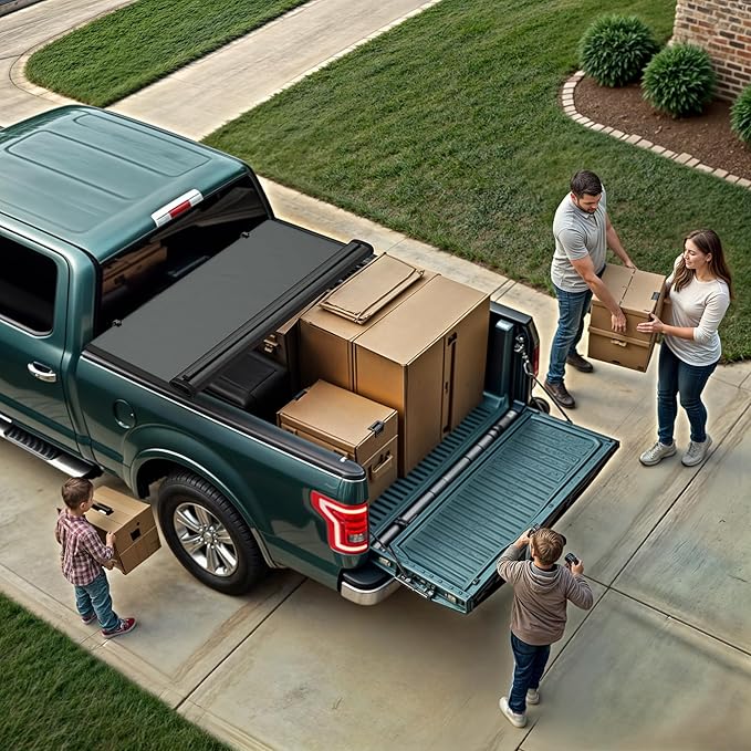 Soft Roll-Up Tonneau Cover Fit for Dodge Ram 1500 2019-2025 (Only for New Body), Fleetside 5.7 Ft Bed (No Ram Box)