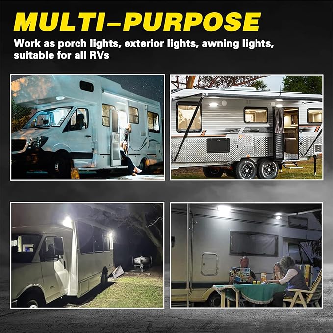 5 Inch LED RV Exterior Lights 12 Volt RV Porch Light,RV Outdoor Lights 750 Lumen Black Lighting Fixture Kit Compatible with Trailers Campers Travel Towing Utility Vehiclesowing (2pcs)