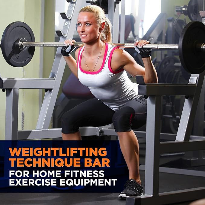 SereneLife Olympic Chrome Barbell Steel Bar, 7-Foot Weight Straight Solid Iron Weighted Workout Bar For Weightlifting, Power Lifting Strength Training Exercises, Perfect for Home Gym, 2 plastic clips