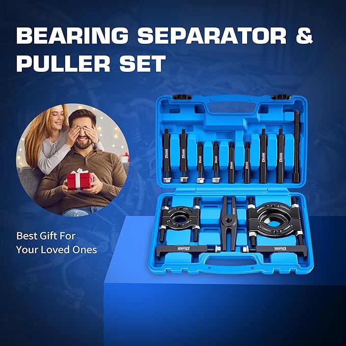 Bearing Puller and Splitter Kit, Separator and Puller Set, Pinion Bearing Puller and Wheel Removal Tool, 5 Ton Capacity Bearing Separator with 2’’ and 3’’ Bearing Separator Jaws, 14Pcs (Blue)