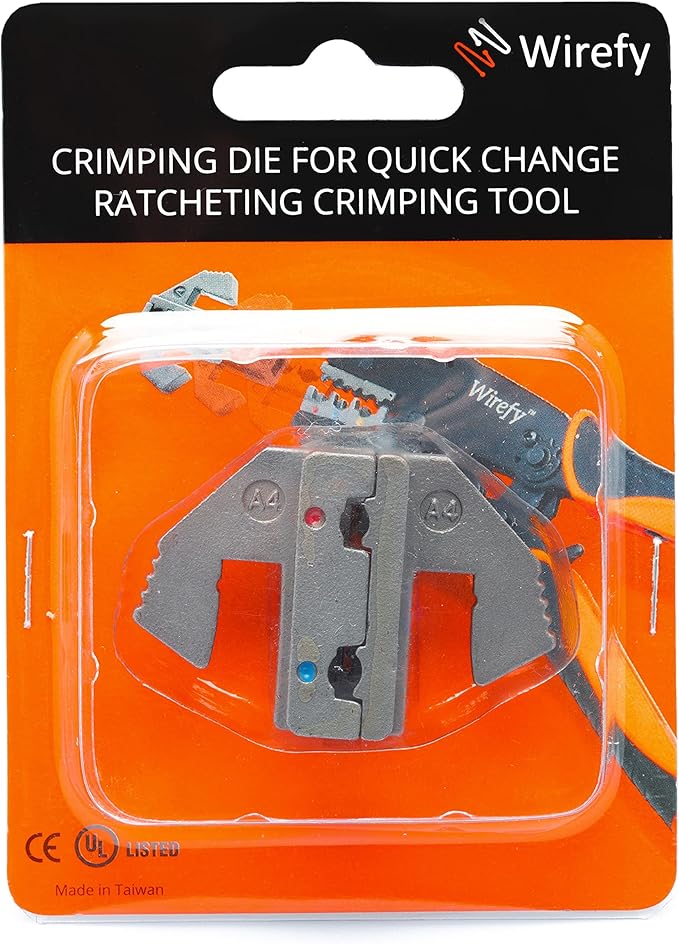 Wirefy Crimping Die for Insulated Flag Terminals 22-16 AWG | Quick-Change Die for Wirefy Crimping Tools | Precision Crimping Accessory