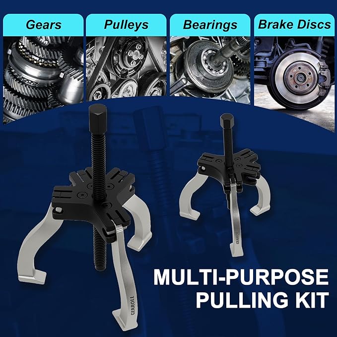 Gear Puller Set, 3" and 7" Puller Kit, 3 Jaw Gear Bearing Flywheel Pulley Removal Tool, 2 or 3 Reversible Jaws Wheel Puller