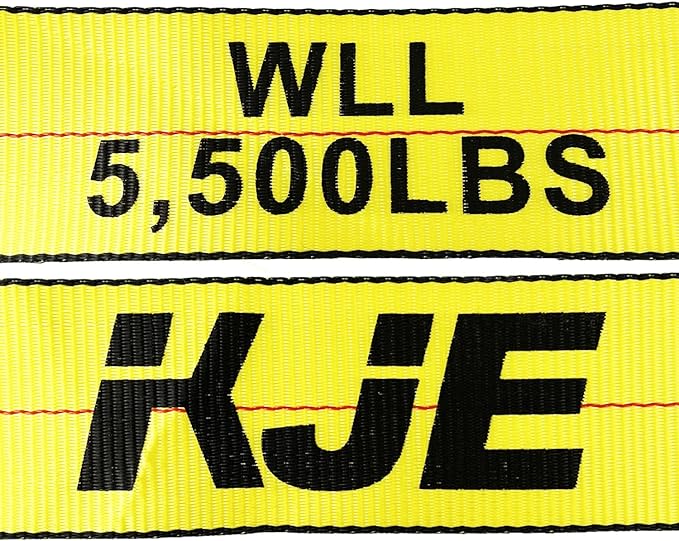 KJE 10 Pack Winch Straps 4" x 30' Yellow Heavy Duty Tie Down w/Flat Hooks Flatbed Trailer Strap WLL# 5,500 lbs | 4 Inch Cargo Control for Flatbed Truck