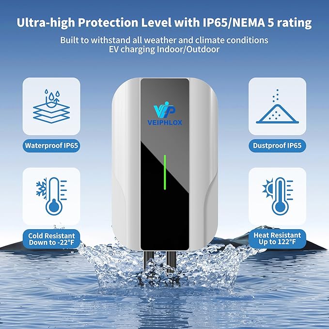 Level 2 EV Charger 40 Amp, EV Chargers for Home 240V, Electric Car Charger 9.6kW, Outdoor/Indoor Electric Vehicle Fast Charging Stations, EVSE with NEMA 14-50 Plug, 25ft Cable, J1772