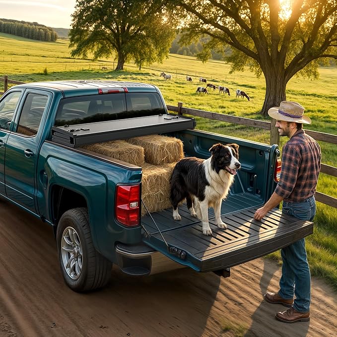 OEDRO Quad Fold Hard Truck Bed Tonneau Cover Fit for Ford F150 F-150 2015-2025 with 6.5ft Bed, Black