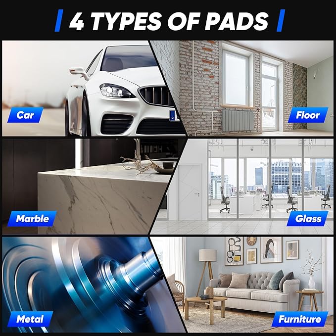 LDHTHOPI Cordless Buffer Polisher with 2×2000mAh Battery, 10000RPM 1600W High Power Car Polishing Kit with 6 Variable Speed, 23PCS Polishing Accessories for Car Polishing Waxing Detailing