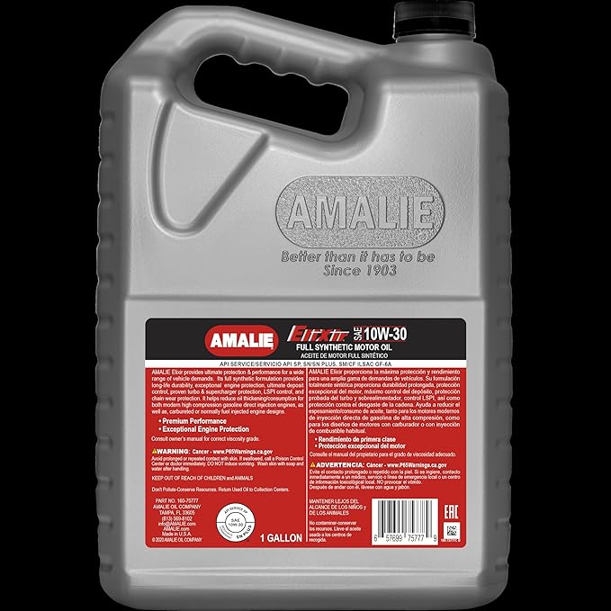 AMALIE Elixir Full Synthetic 10W-30 Motor Oil (160-75777-36) 1 Gallon Bottle, Pack of 4 | Made in USA